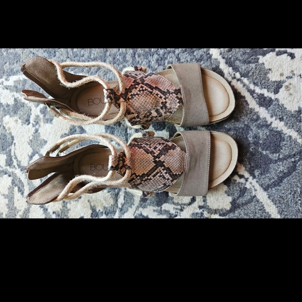 CORKYS Snakeskin Sandals - Brown and Tan